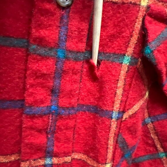 Pendleton Vintage 70's Lobo Red Wool Plaid Board Shirt with Elbow Patches - Picture 4 of 10